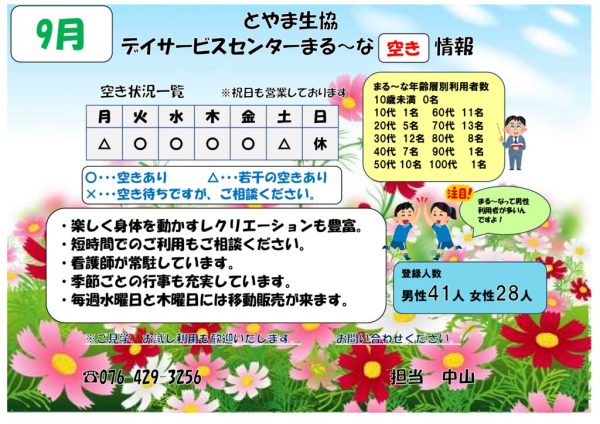 デイサービスセンターまる～な状況（PDFファイル）